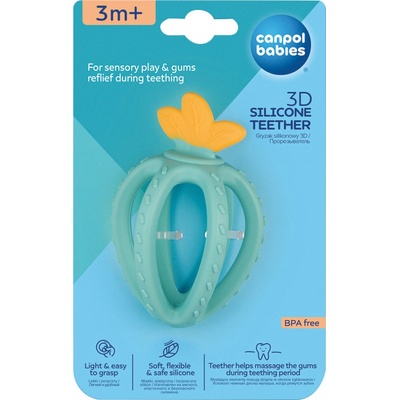 Canpol Babies silicone Sensory Teether Strawberry hryzadielko Turquoise1 ks
