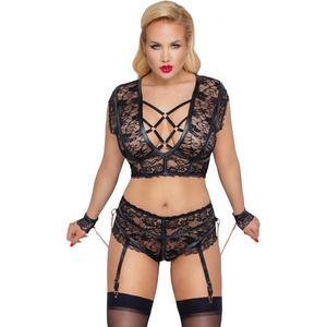 Cottelli Collection Комплект за жартиери плюс размер Decent Bondage, XXXXL