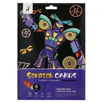 Škrabací obrázok farebný transformers 4 listy A4 20x27cm