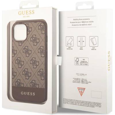 GUESS Гръб Guess 4G Stripe Case за iPhone 14 Plus - Кафяв (3666339088514)