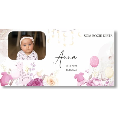 Personal Banner na krstiny s fotkou - Žirafa Rozmer banner: 130 x 260 cm