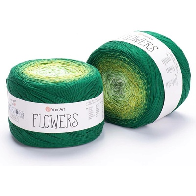 Yarn Art příze Flowers 283 variace zelené a krémová
