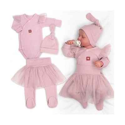 Sweet Angel Žebrovaná rostoucí souprava 3D Lux pudrově růžová – Zboží Dáma