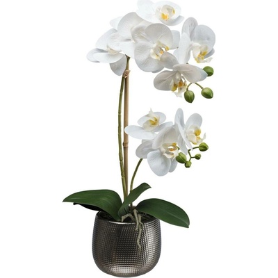 Gasper Umělá orchidej v keramickém květináči, 48 cm, bílá