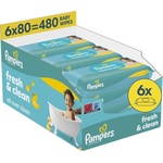 Pampers Бебешки мокри кърпички Pampers - Fresh & Clean, 6 х 80 броя (1100019504) - baby