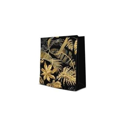 Dárková taška premium střední - Gold Leaves 20x10x25 cm