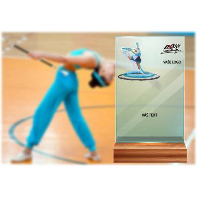 Skleněná trofej na dřevěném podstavci Gymnastika tyčka 17 cm