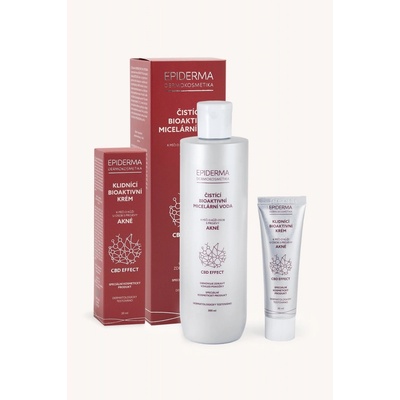 Epiderma Bioaktivní kosmetika CBD krém při akné 30 ml + Bioaktivní CBD micelární voda při akné 300 ml dárková sada