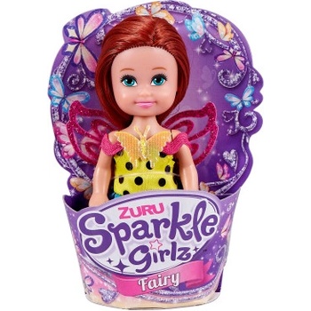 Víla Sparkle Girlz malá v kornoutku růžo stříbrnné šaty a růžové vlasy