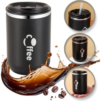 Flamenco Mystique Velký termohrnek se slámkou 500 ml termoska uzavíratelný COFFE