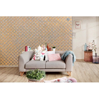 DIMEX ART Самозалепваща се флизелинова фототапета текстура от метална плоча 375 x 250 см