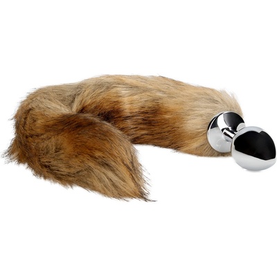 Ouch! Лисича опашка с метален анален стопер - Кафяв