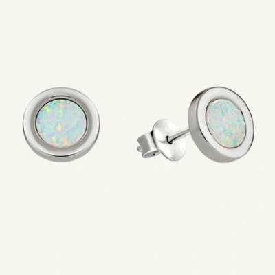 SilveAmo stříbrné puzety s opálem Knoflíky CK2OPB1017