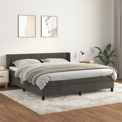 Petrashop 3131094 boxspring postel s matrací tmavě šedá samet