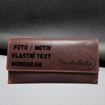 Dámská kožená peněženka Tillberg s monogramem vlastním textem nebo motivem