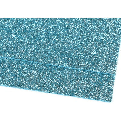 Pěnová guma Moosgummi s glitry 20x30 cm, malé, 9 modrá ledová