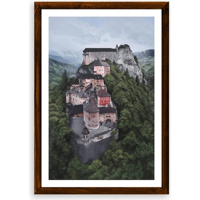 Poster Oravský hrad - Poster 50x70cm + čierny rám (71,8€)