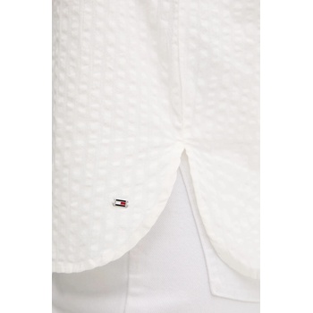 Tommy Hilfiger Памучна риза Tommy Hilfiger дамска в бежово със стандартна кройка с права яка WW0WW46805 (WW0WW46805)