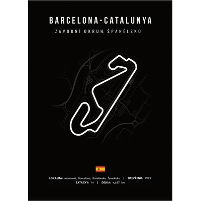 Jen tak z lásky Plakát Závodní okruhy Rozměr plakátu: 30 x 40 cm, Závodní okruh: Barcelona - Catalunya, Barevná varianta: Černá