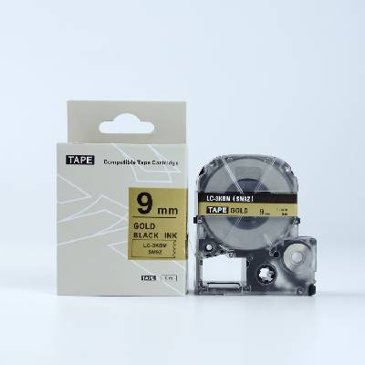 Compatible Epson LK-3KBM, SM9ZW, 9mm x 9m, черен печат / златна основа, съвместима лента (LKSM9ZW)