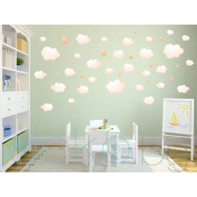 Облаци бяло-прасковени - комплект (1631)