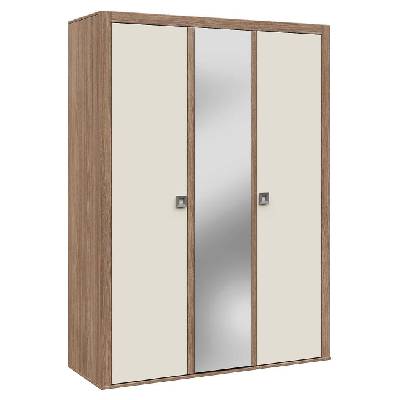 Трикрилен гардероб 3D Domino дъб хавана и кашмир супер гланц