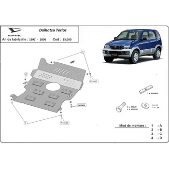 Scut Motor - Румъния Метална кора под двигател и радиатор daihatsu terios (j100) от 1997 до 2005 (75632)