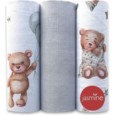 Jasmine Mušelínové pleny sada mix Unisex3 Medvídci 3 ks
