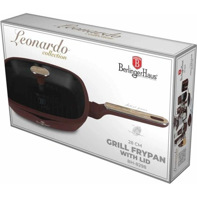 BERLINGERHAUS Grilovací pánev s titanovým povrchem a poklicí 28 cm Leonardo Nordic Collection BH-8298