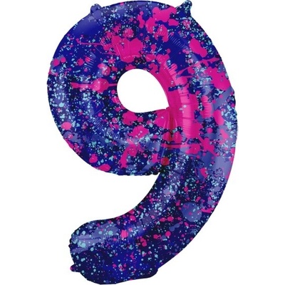 Folat Balónek fóliový číslo 9 Barevné skvrny 86 cm