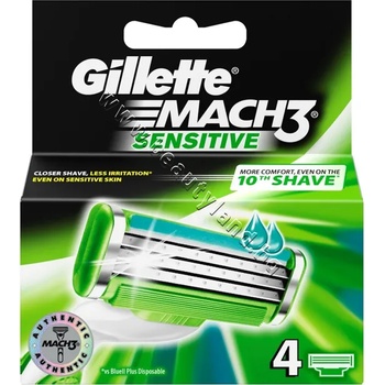 Gillette Ножчета Gillette Mach 3 Sensitive, 4-Pack, p/n GI-1301129 - Резервни ножчета за самобръсначка (GI-1301129)