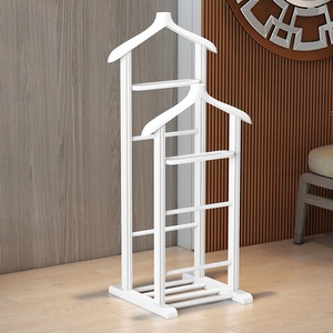 TopMebel Дървена закачалка за под Beta II TopMebel в бял цвят 48x35x120cm