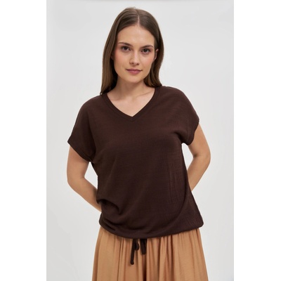 Moodo Дамска кафява тениска с връзване Moodo | Kafyav | ЖЕНИ | XS