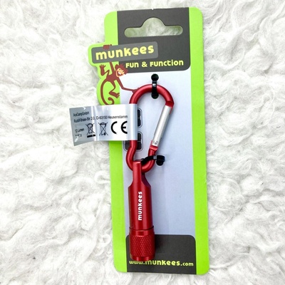 Munkees Led svítilna s karabinou Červená