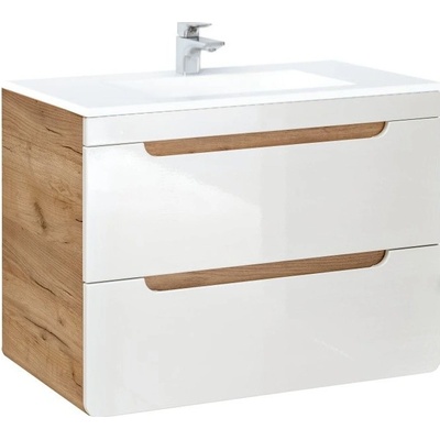 COMAD ARUBA 821 white, šířka 80 cm, dub craft/lesklá bílá