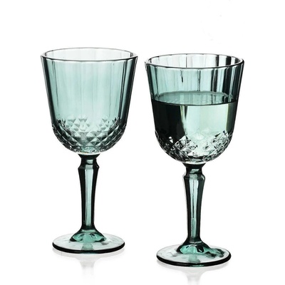 MONDEX Комплект стъклени чаши за вино 300мл, 4 броя, зелени (1978)