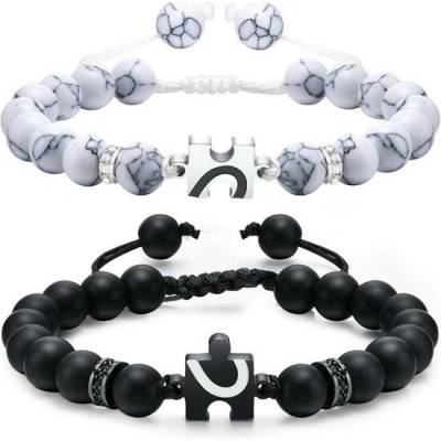 Titan Jewerly náramky pro páry Černé a bílé korálky se srdíčkem GS944