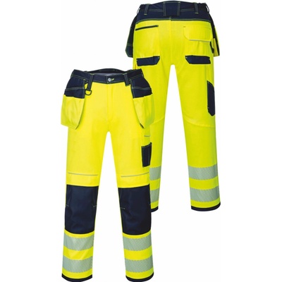 PortWest HiVis PW3 kalhoty Holster F žlutá-tmavě modrá