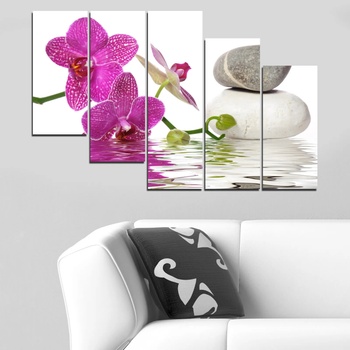 Vivid Home Картини пана Vivid Home от 5 части, Цветя, Канава, 160x100 см, 7-ма Форма №0561