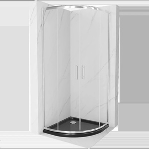 Mexen Rio полукръгла душ кабина 80 x 80 см, прозрачна, хром + корито Flat, черно (863-080-080-01-00-4170)