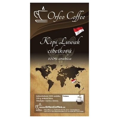 Orfeo coffee Kopi Luwak cibetková 100% arabika 250 g