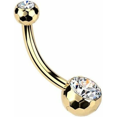 MARRE Zlacený percing do pupíku banánek malý TITAN, kuličky 4 a 6 mm TIT1594