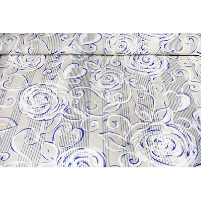 MADE IN ITALY Dekoračná látka modré pivonky, š. 140 cm Modrá Šírka 140 cm