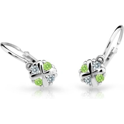 Danfil dětské náušnice C2153 z bílého zlata s kamínky Peridot Green zapínání brizura