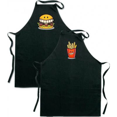 Povidlo.cz Zástěry pro páry Fast Food Černá