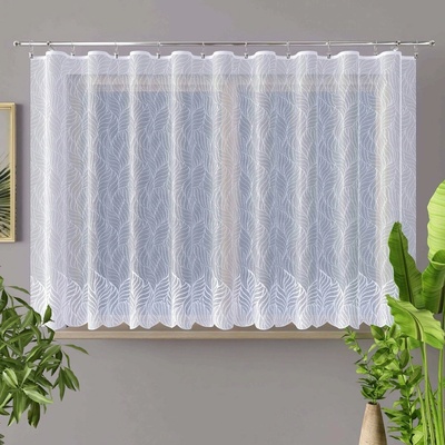 Forbyt Rand žakárová záclona 22675 SAFIRA, lístečky / vlnky, s bordurou, bílá, výška 150cm (v metráži)
