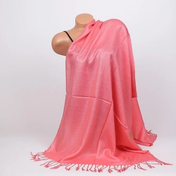 Image 1 of Дамски шал в цвят розов корал с ресни