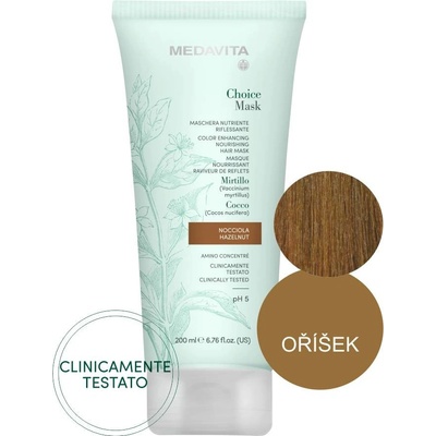 Medavita CHOICE barvicí maska, zvýrazňuje přírodní i kosmetickou barvu 200 ml Oříšek