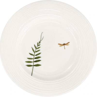 by inspire Porcelánový dezertní talíř Croft Vážka 20,5cm, zelená/hnědá
