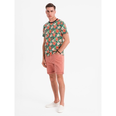 Ombre Clothing Мъжки дънкови шорти с подгъната крачол - корал Ombre Clothing | Cherven | МЪЖЕ | L